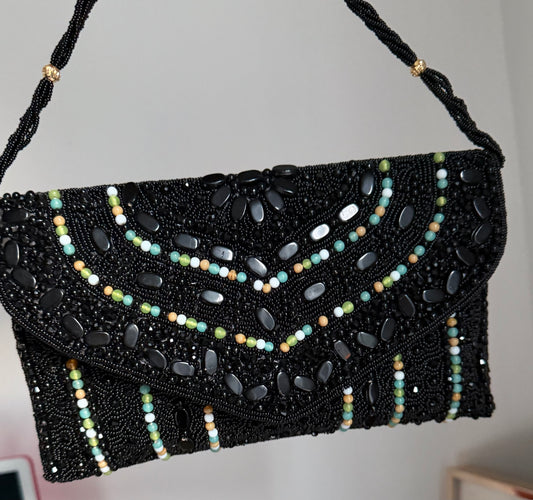 Simran Premium Quality Pearl Embroidered Beaded Clutch