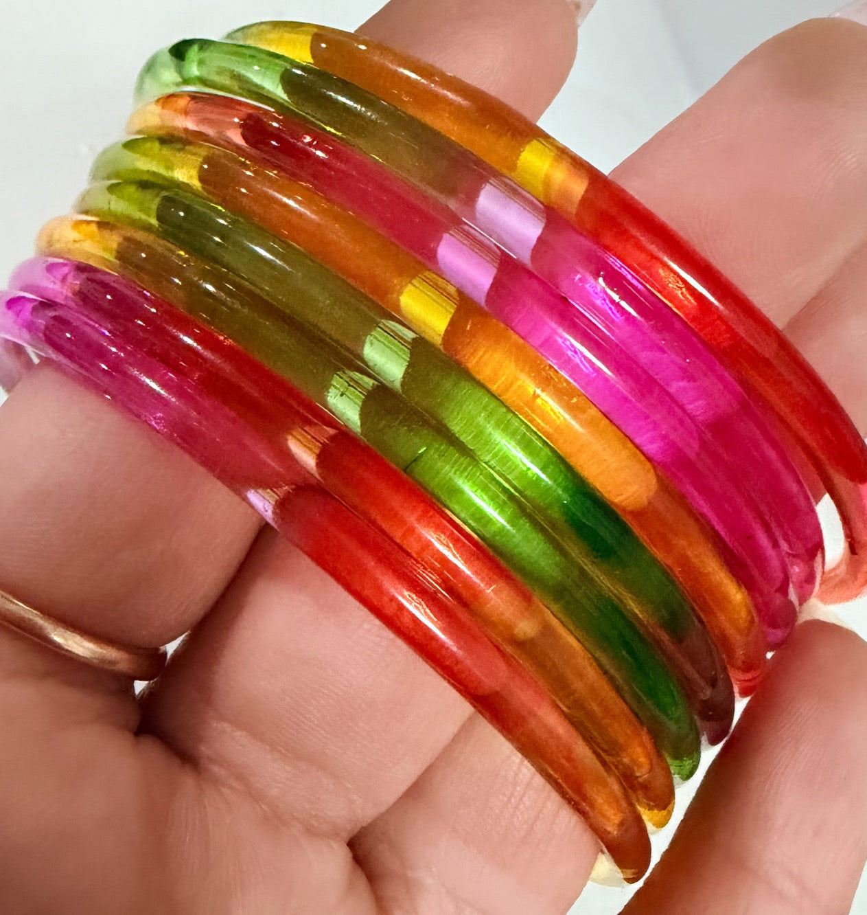 Sophia Glossy Glass Bangle Set