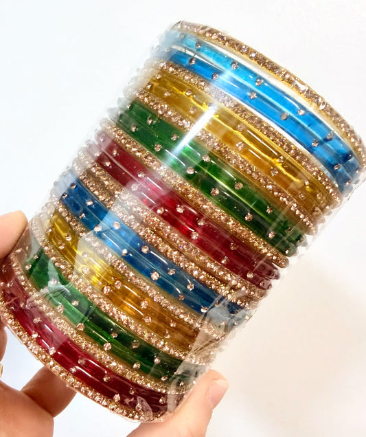 Aarohi Multi Color Glass Bangle Set