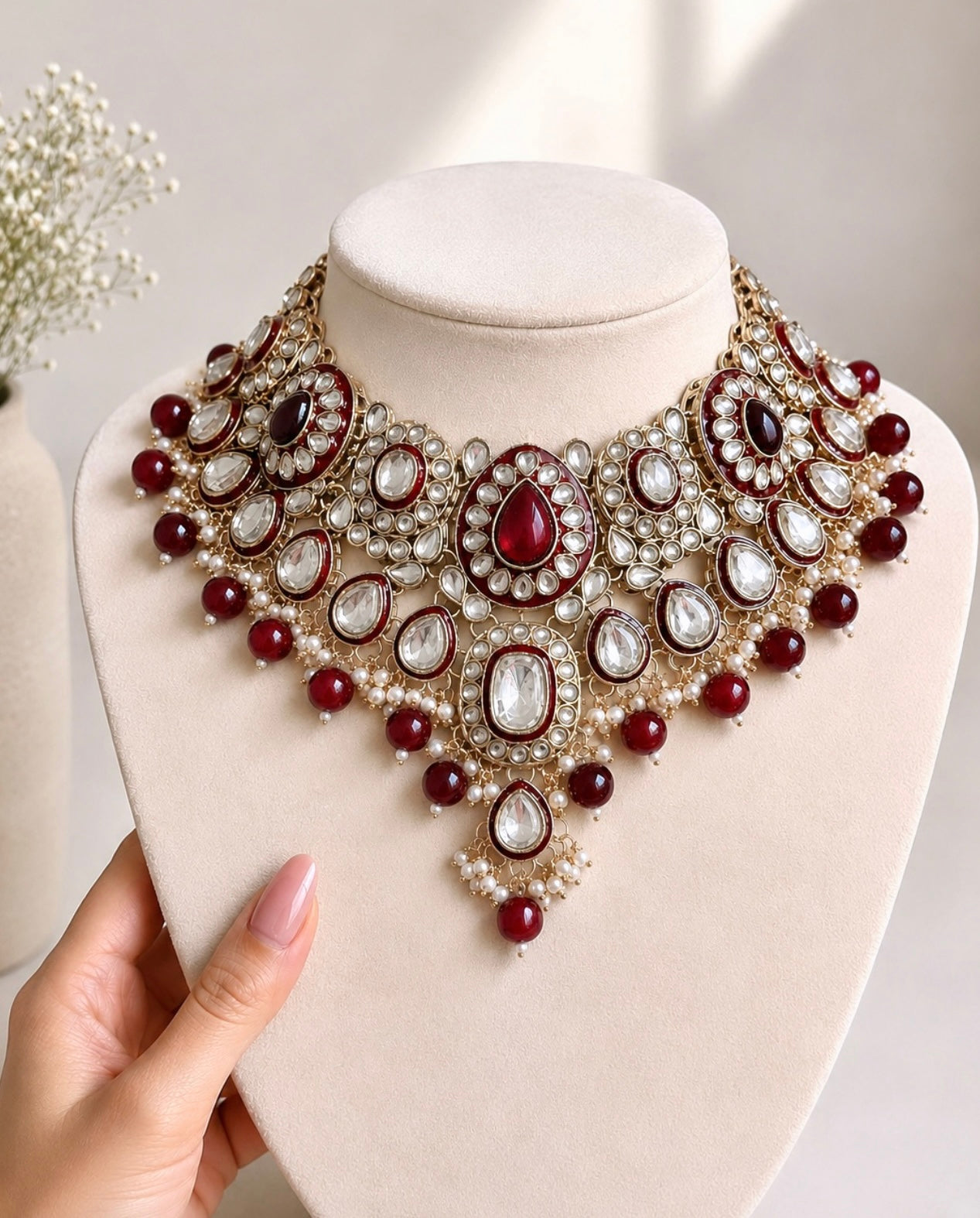 Afreen Premium Quality Kundan Necklace Set