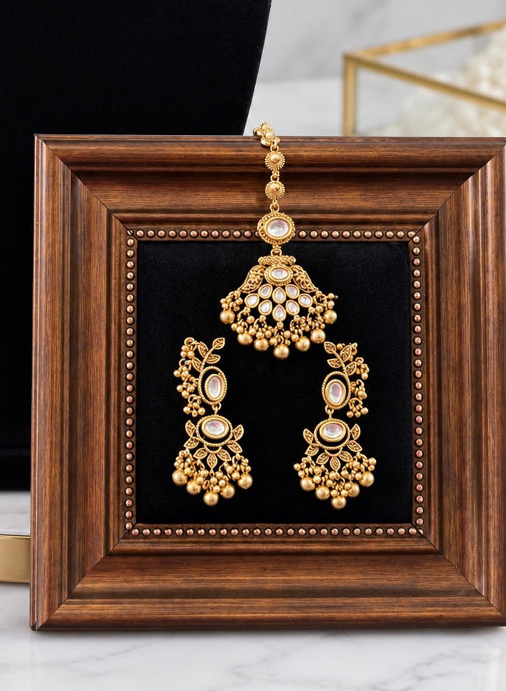 Avneet Moissanite Kundan Gold Plated Set