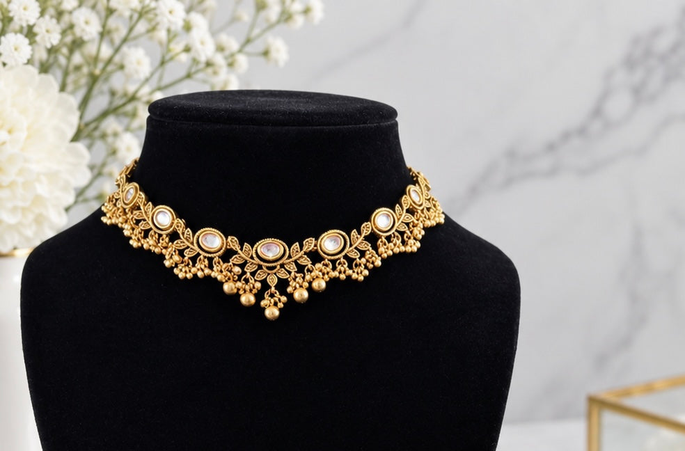 Avneet Moissanite Kundan Gold Plated Set