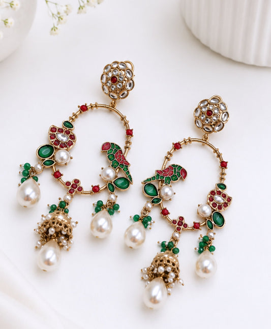 Ashnoor Premium Statement Chandbali Style Earrings