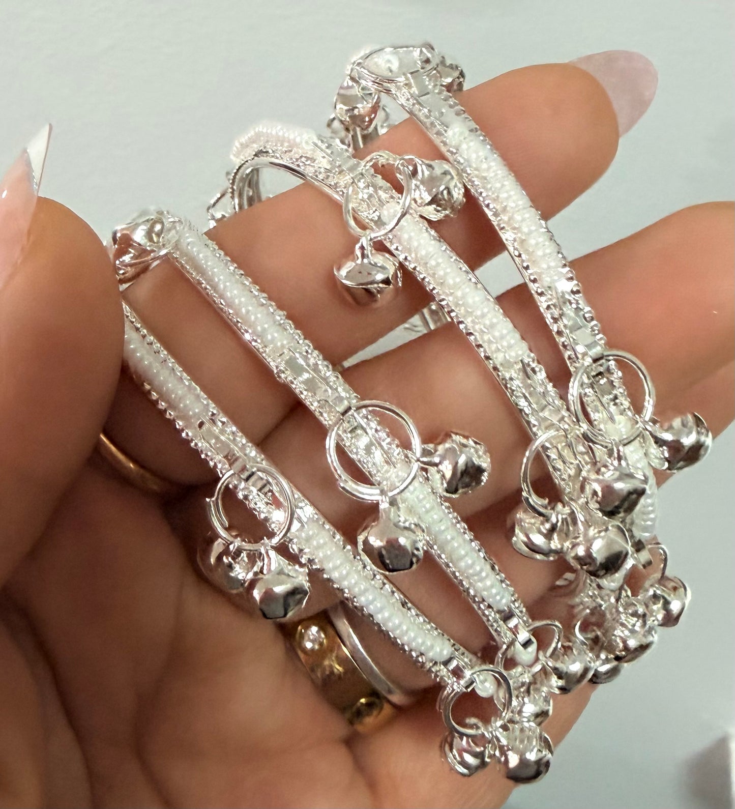 Silver Pearl Kashmiri Bangles