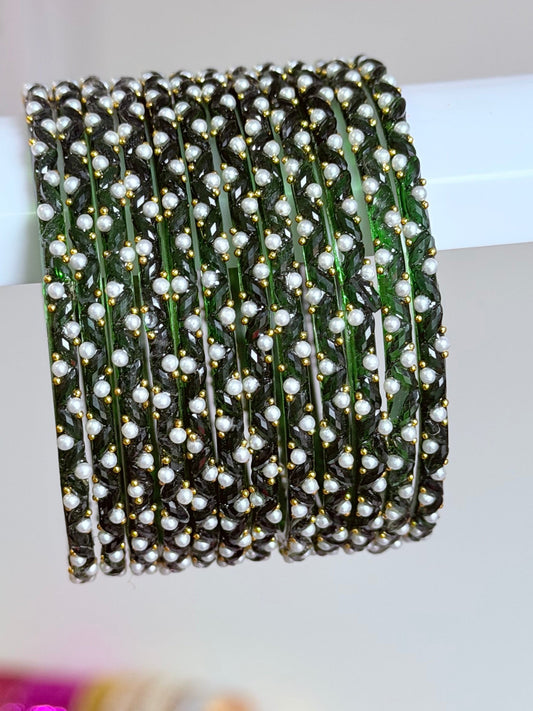 Sophia Pearl Glass Bangle Set