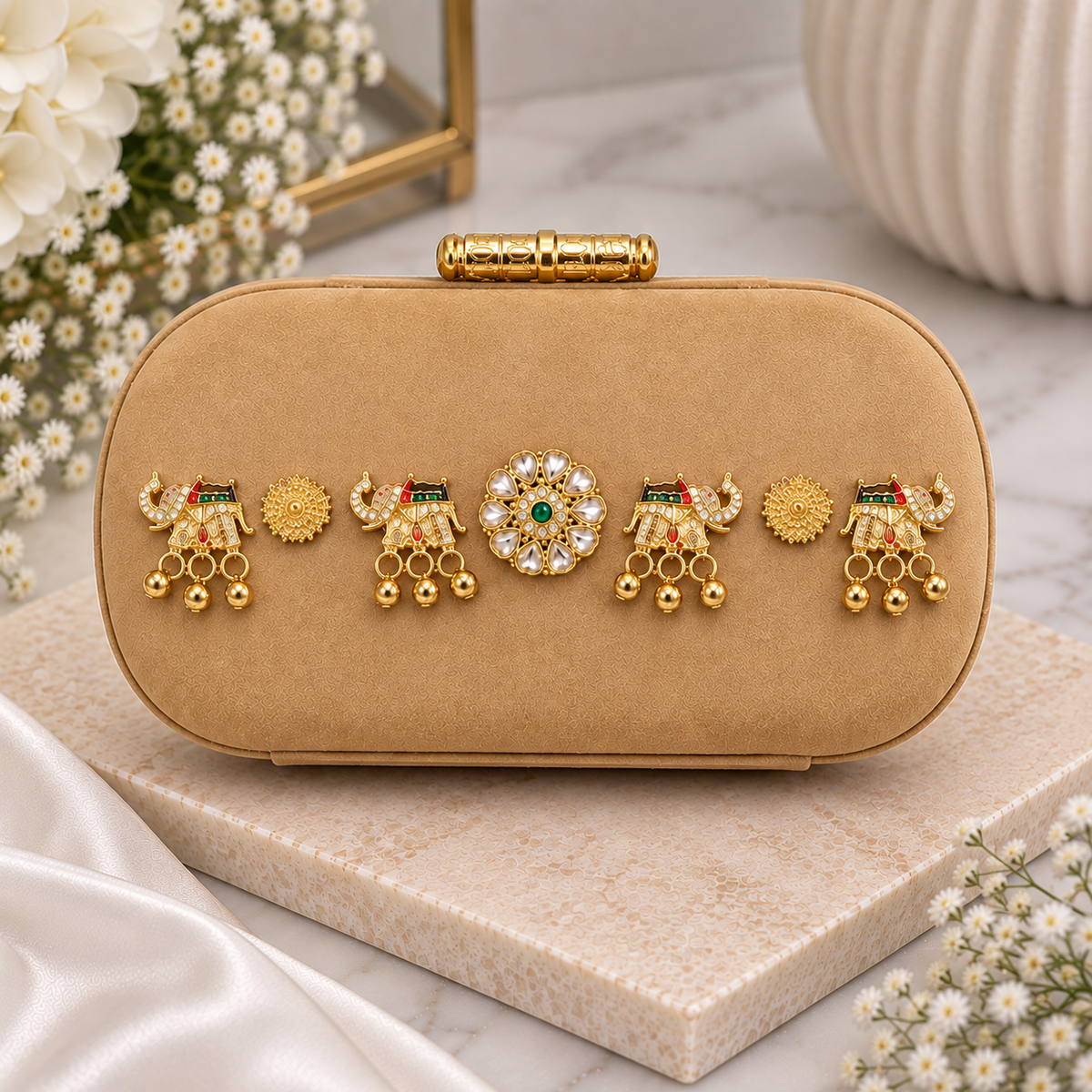 Sabyasachi Kashmiri Style Suede Clutch