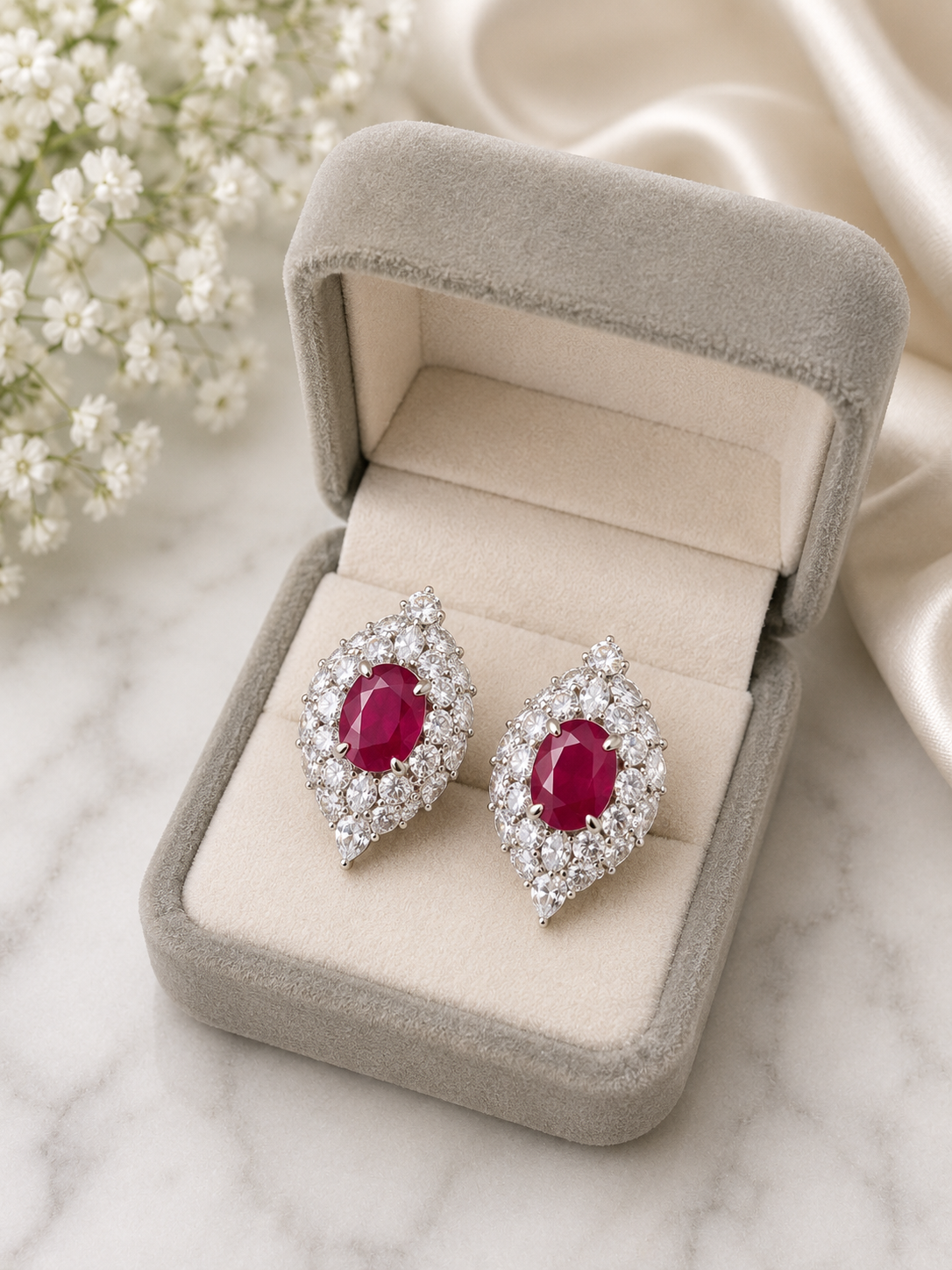 Nadia VVS Premium Quality Studs in Ruby