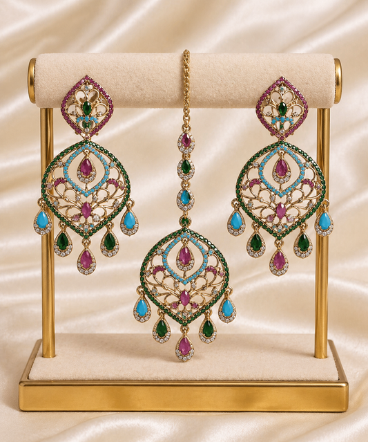 Mahnoor  Earrings & Tikka Set (Copy)