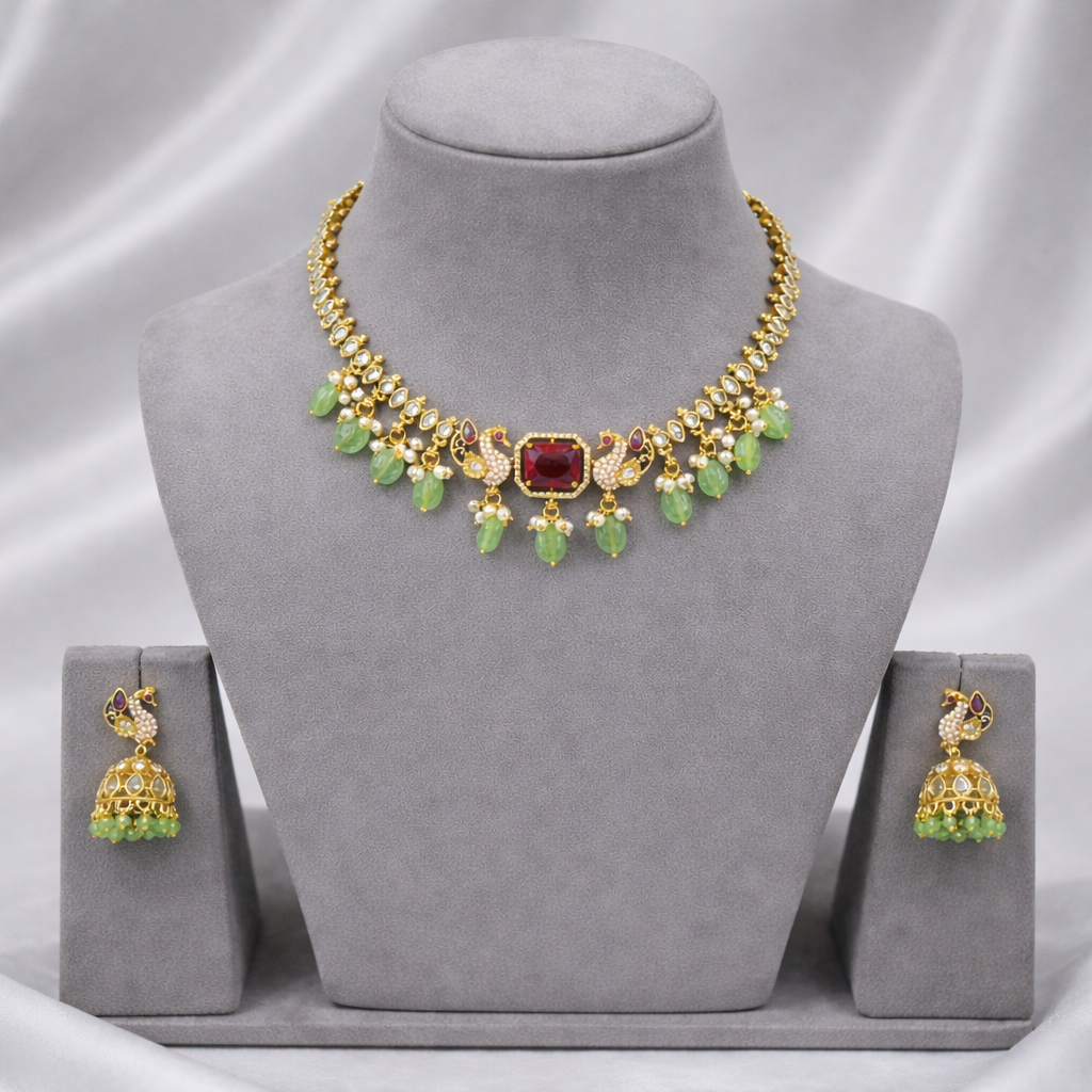 Peacock Design Sleek Necklace Set