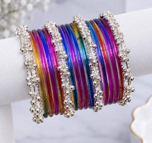 Ziya Glass Bangles with Kashmiri Bangles