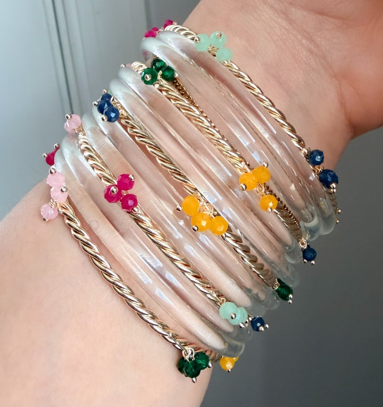 Sonam Clear Glossy Bangle Set with Multi Kashmiri Ghungroo Bangle Set
