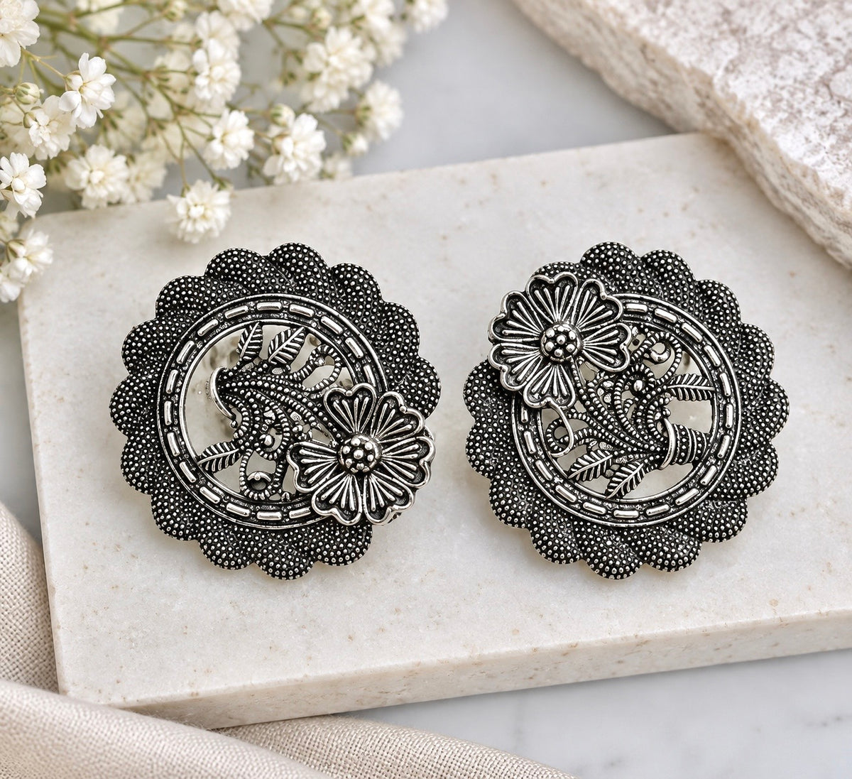 Amina Oxidized Oversized Studs
