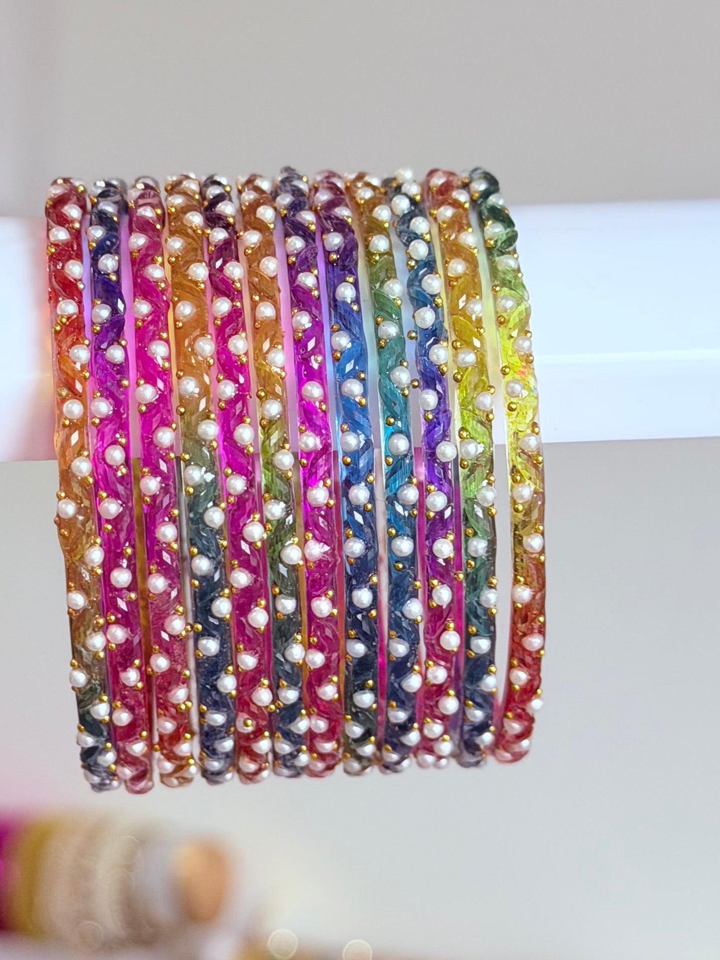 Sophia Pearl Glass Bangle Set