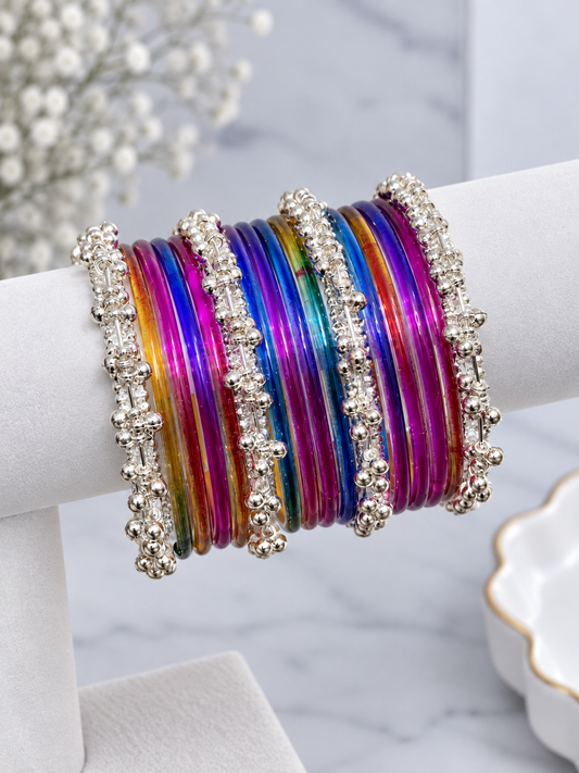 Ziya Glass Bangles with Kashmiri Bangles