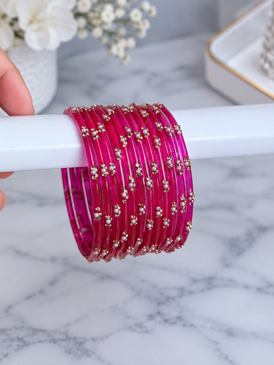 Mohabbat Pearl Glass Bangle Set