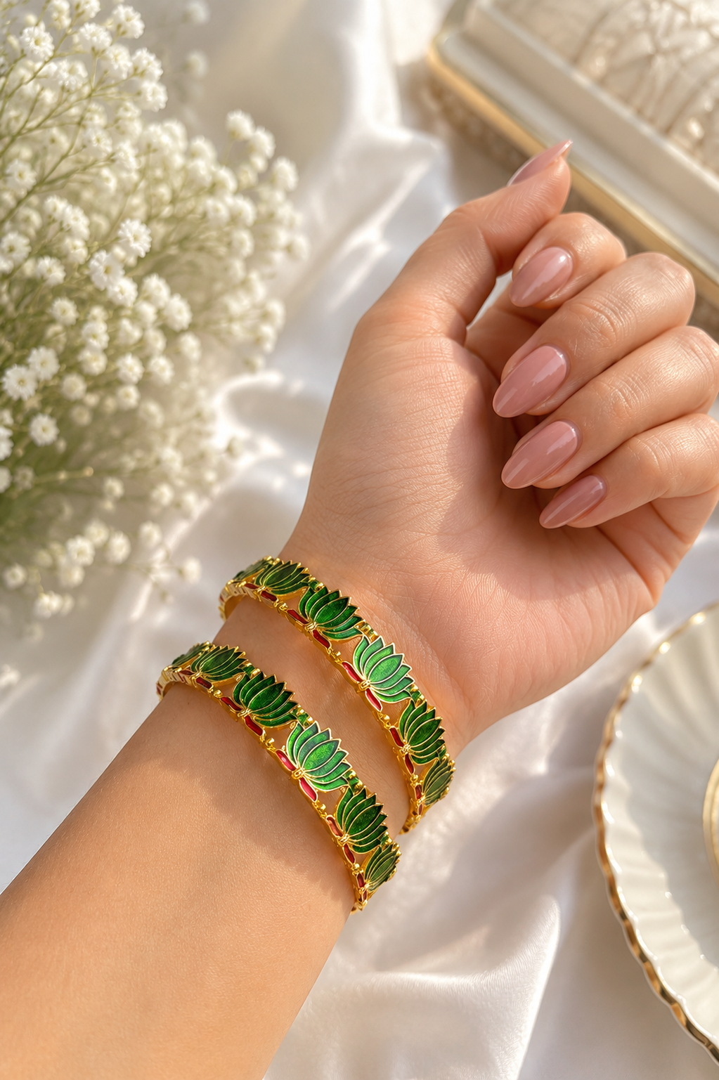 Lotus Bangles-Set of Two