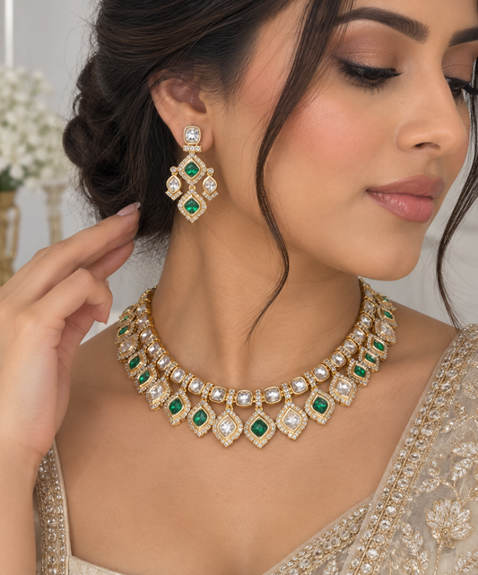 Ashmita Moissanite Sleek Necklace Set