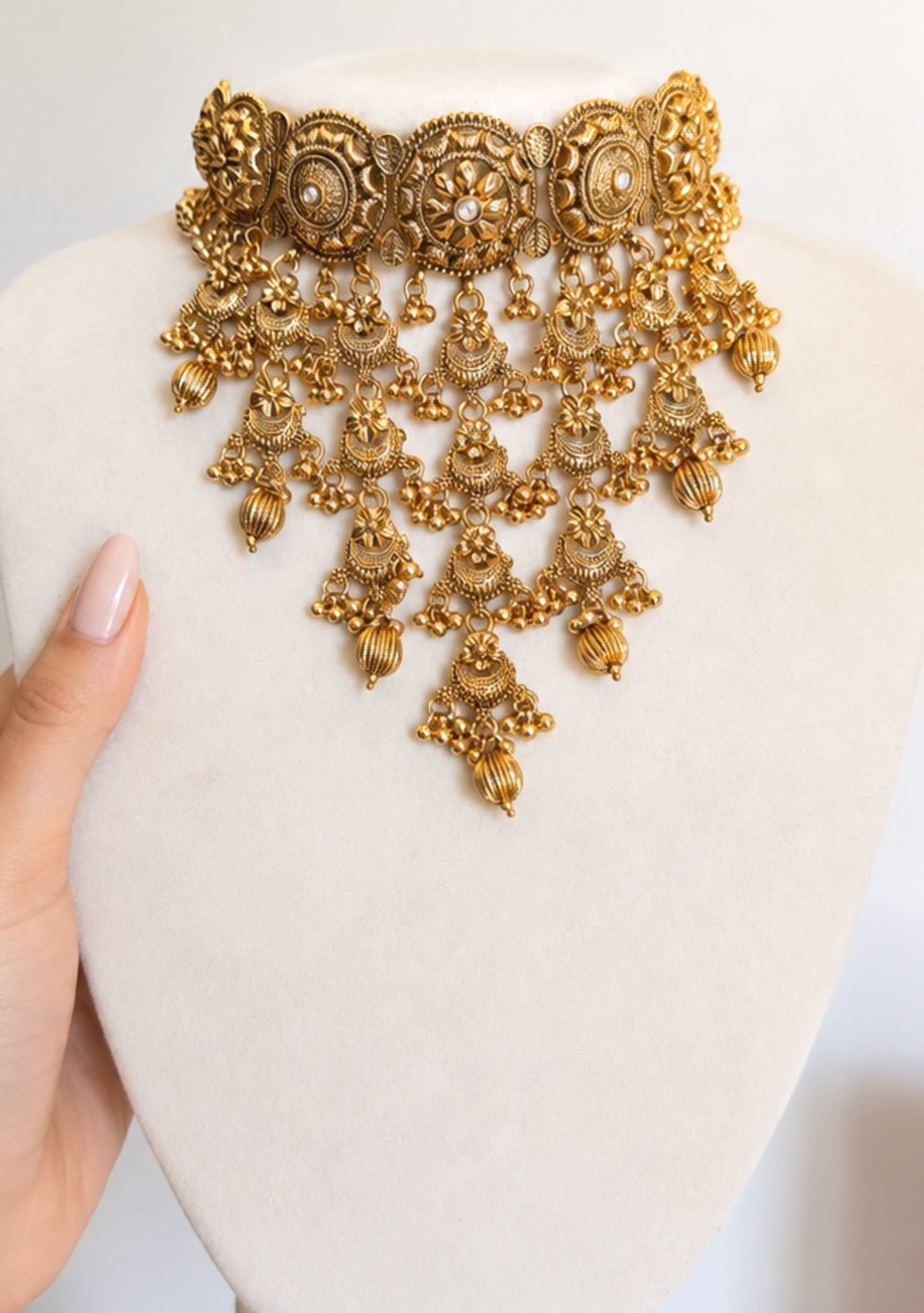 Premium Gold Plated Waterfall Style Necklace Set