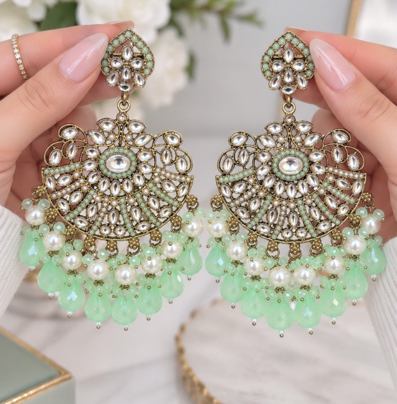 Manisha Polki Style Statemeny Earrings
