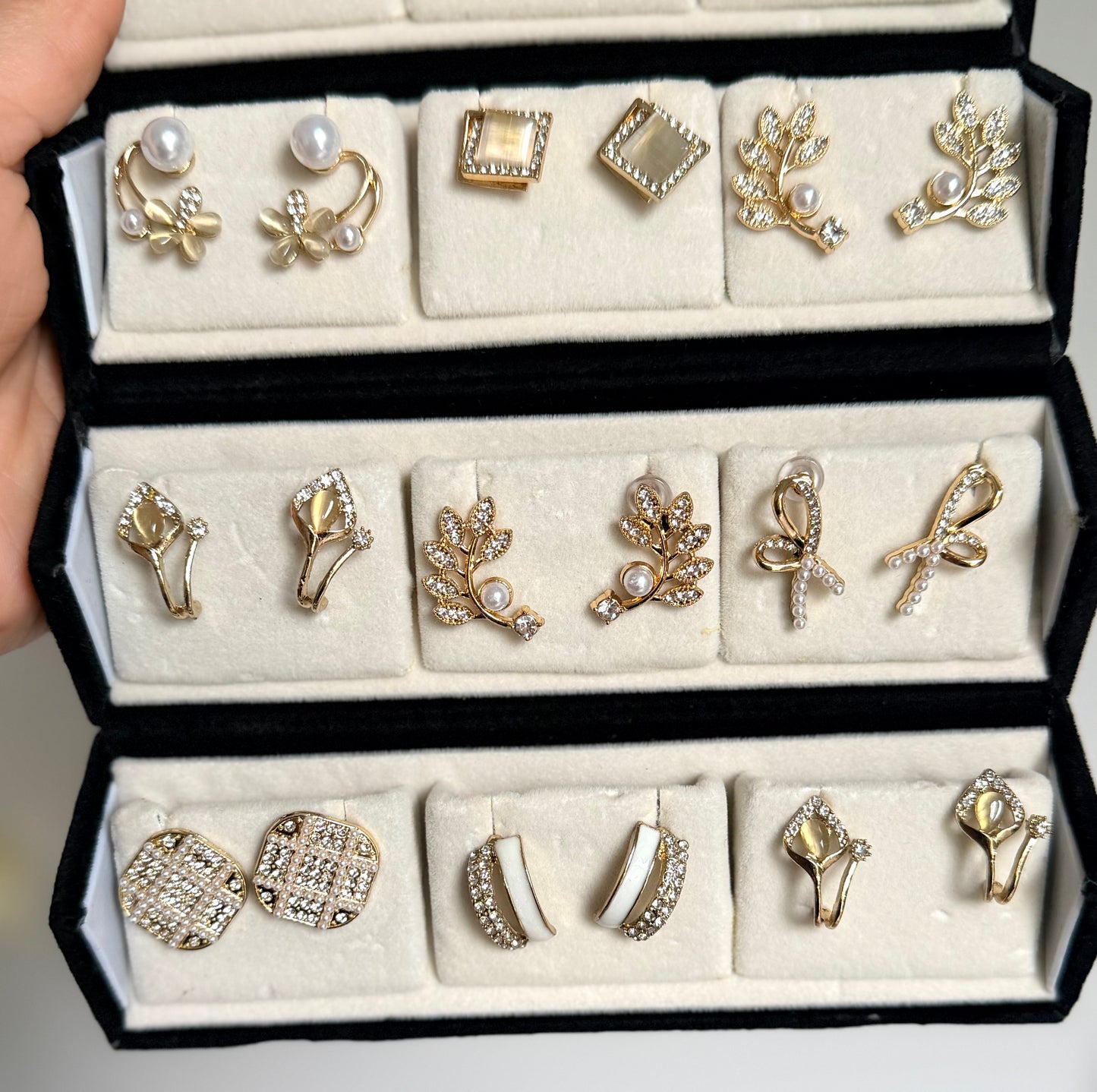 Noor 12 Pack Earrings Studs with Foldable Travel Case Included