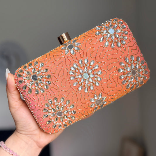 Aisha Coral Pink Color Clutch