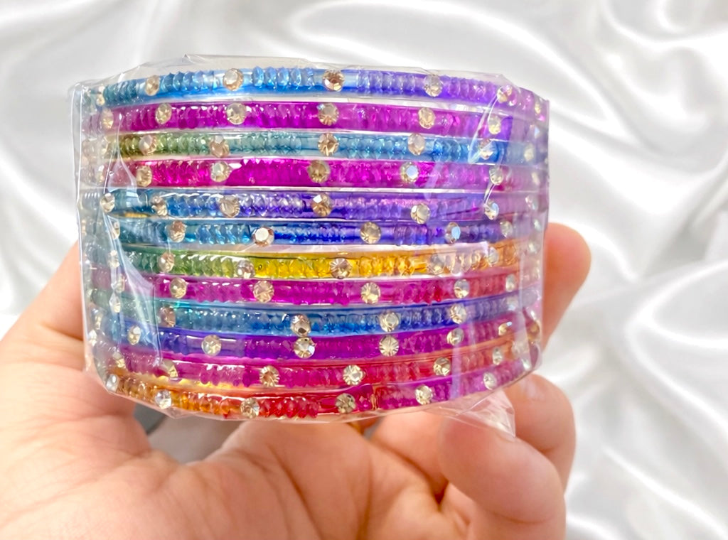 Multi Color Glass Bangle Set