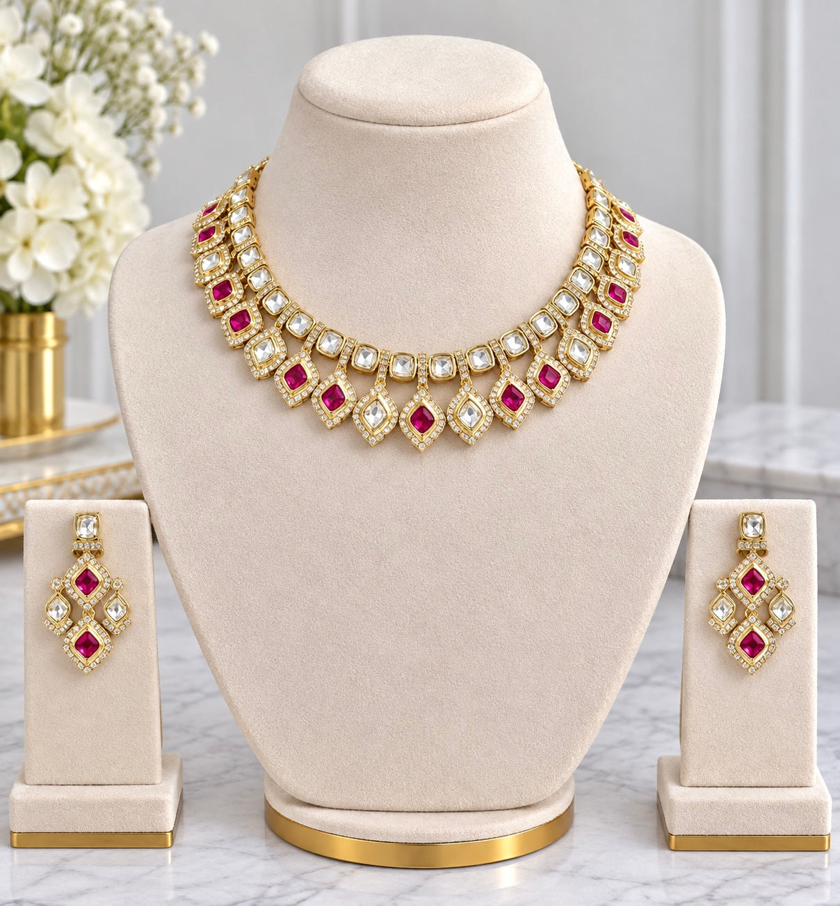 Ashmita Moissanite Sleek Necklace Set