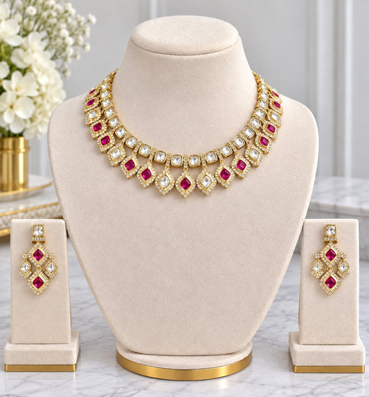 Ashmita Moissanite Sleek Necklace Set