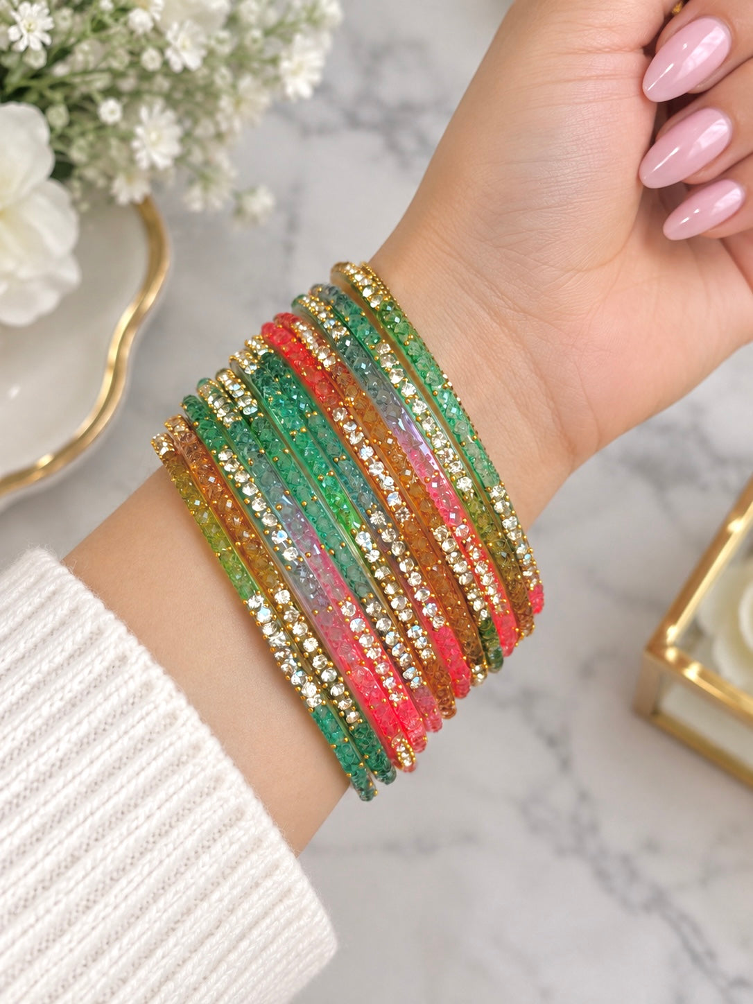 Sophia Pastel Glass Bangle Sets