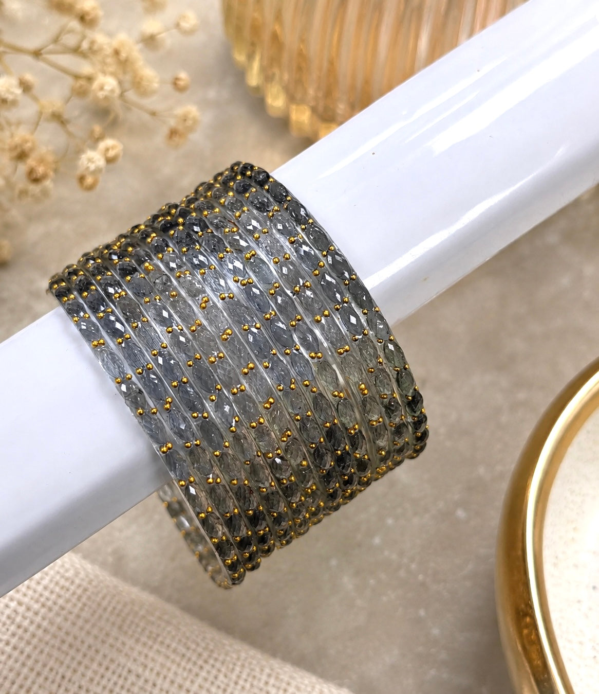 Siya Raindrop Glass Bangle Set