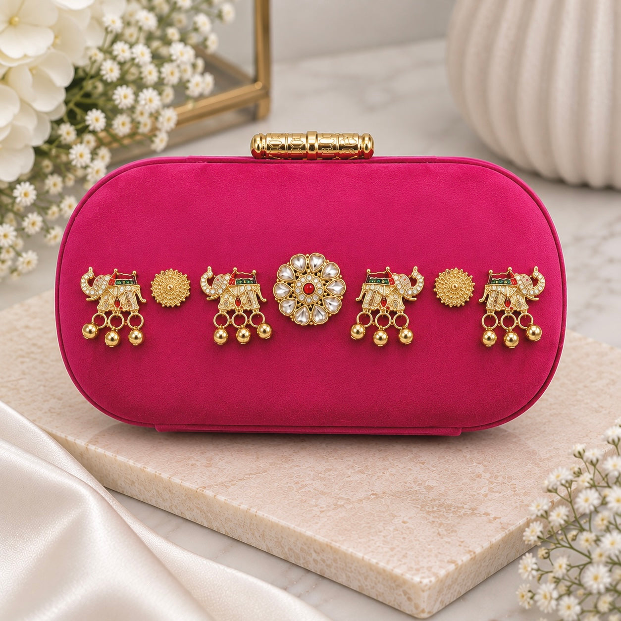 Sabyasachi Kashmiri Style Suede Clutch
