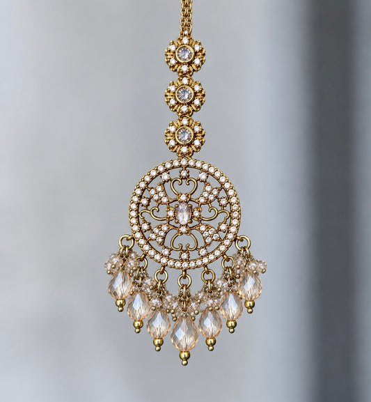 Aashna Premium Moissanite Kundan Earrings & Tikka