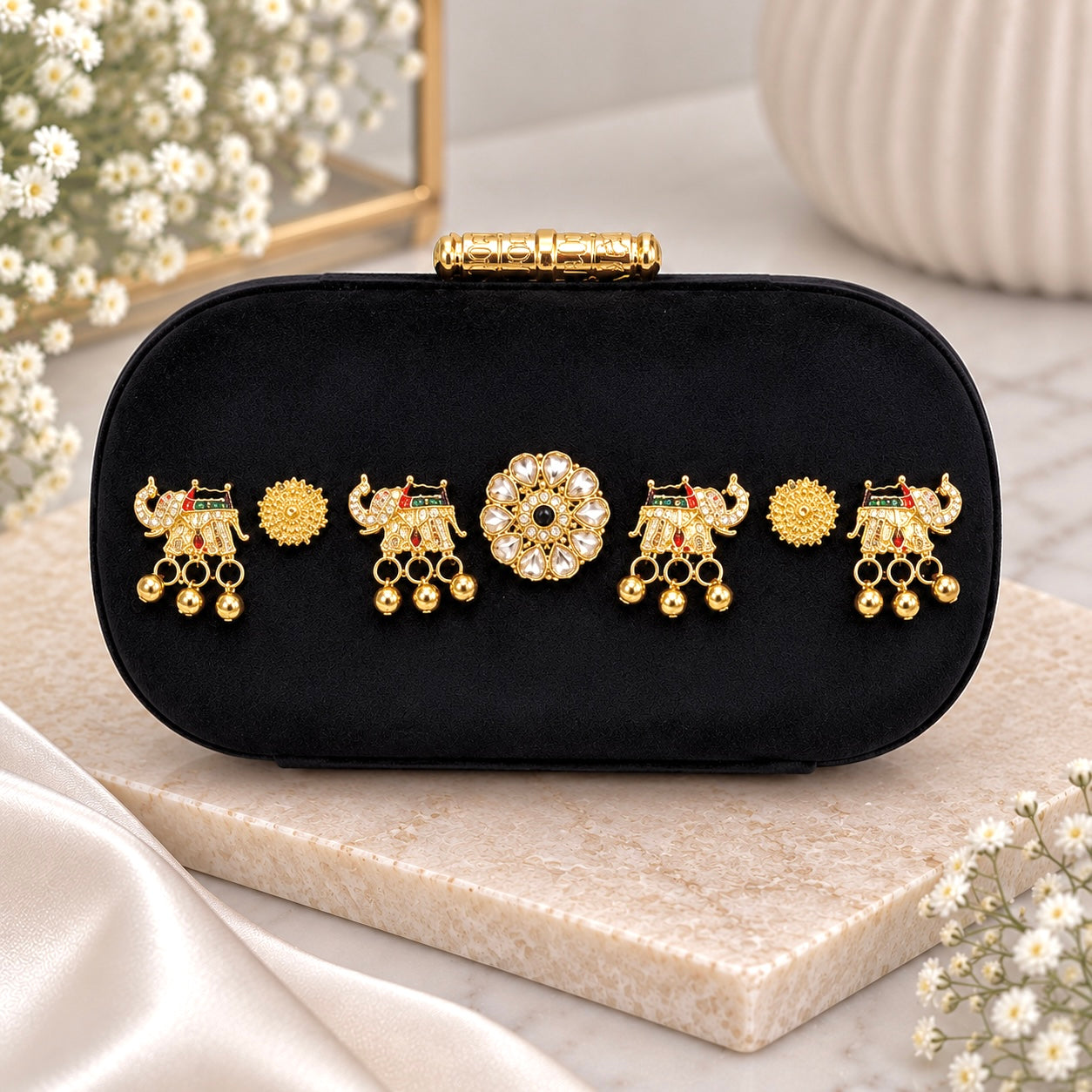 Sabyasachi Kashmiri Style Suede Clutch