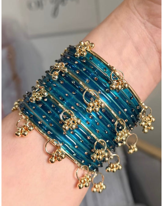 Sophia Kashmiri Style Glass Bangle Set