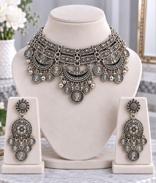 Anika Oxidized Necklace Set