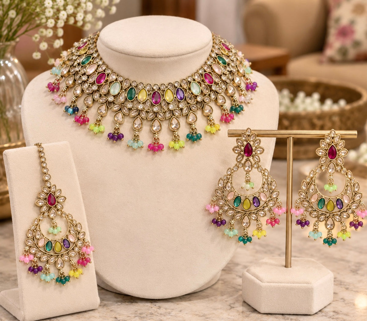 Sia Polki Style Necklace Set