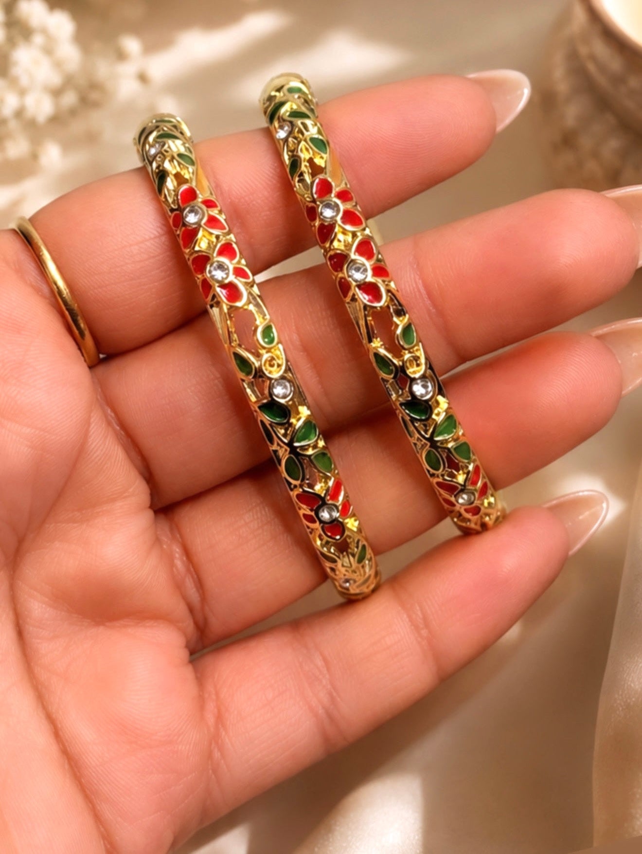 Mariam Openable Enamel Bangle Bracelet-One Piece Only