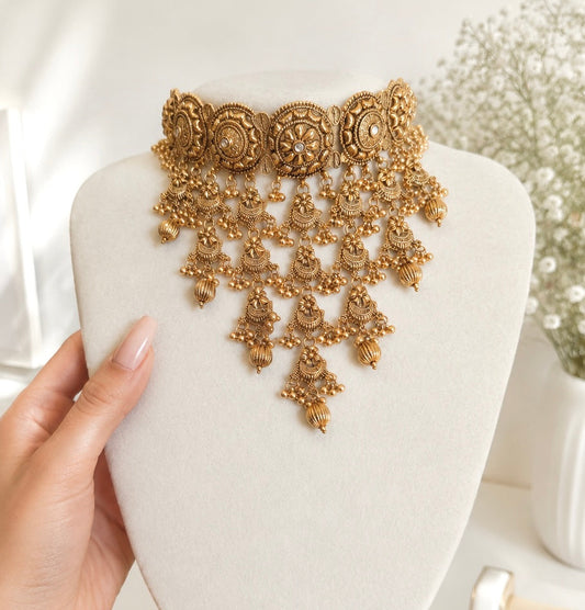 Premium Gold Plated Waterfall Style Necklace Set