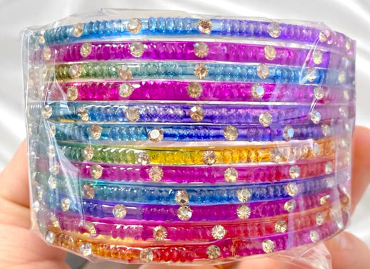 Multi Color Glass Bangle Set