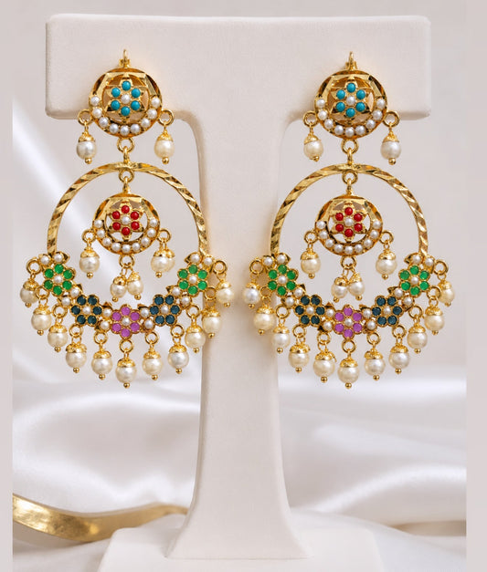Multi Colored Jadau Chandbali