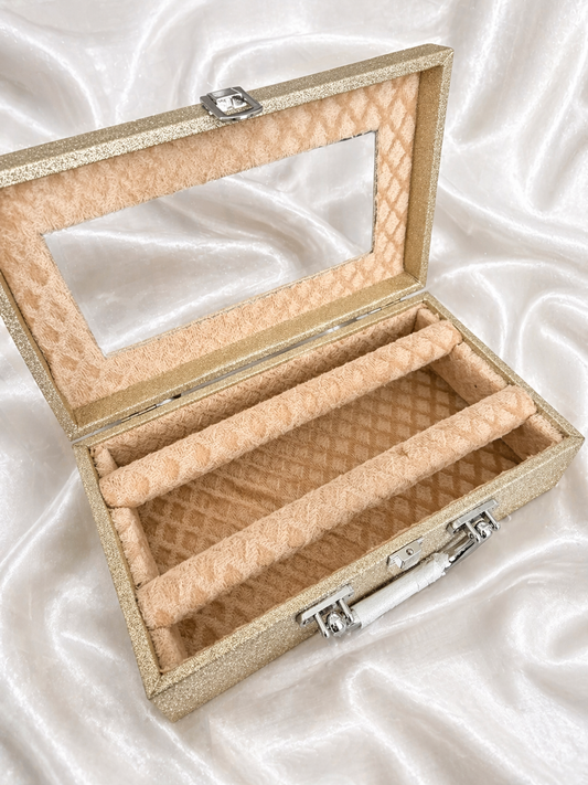 Two Rod Golden Sparkly Bangle Box