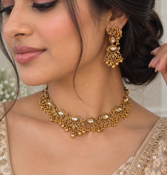 Avneet Moissanite Kundan Gold Plated Set