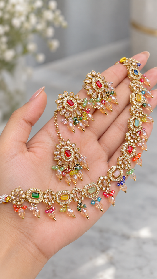 Mehar Reverse AD Sleek Necklace Set