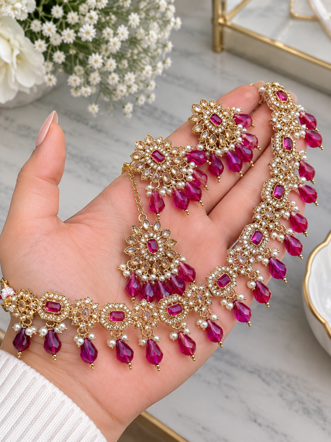 Mehar Reverse AD Sleek Necklace Set