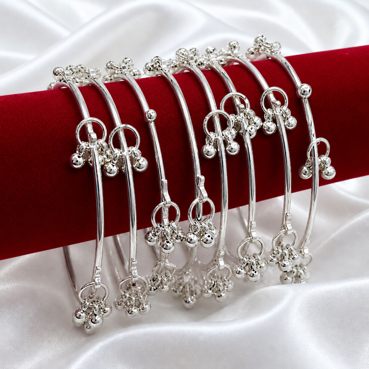 Silver Kashmiri Bangle Set of 8 Bangles