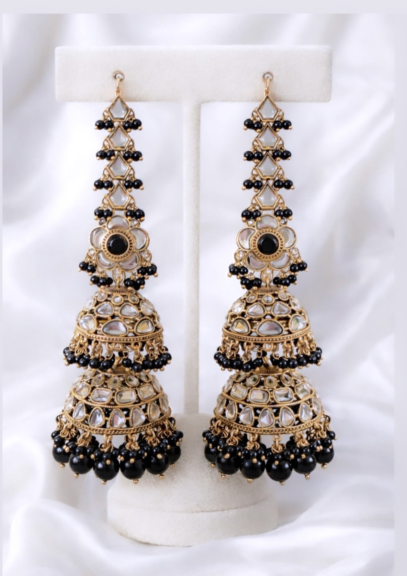 Sahara Style Double Layered Kundan Earrings