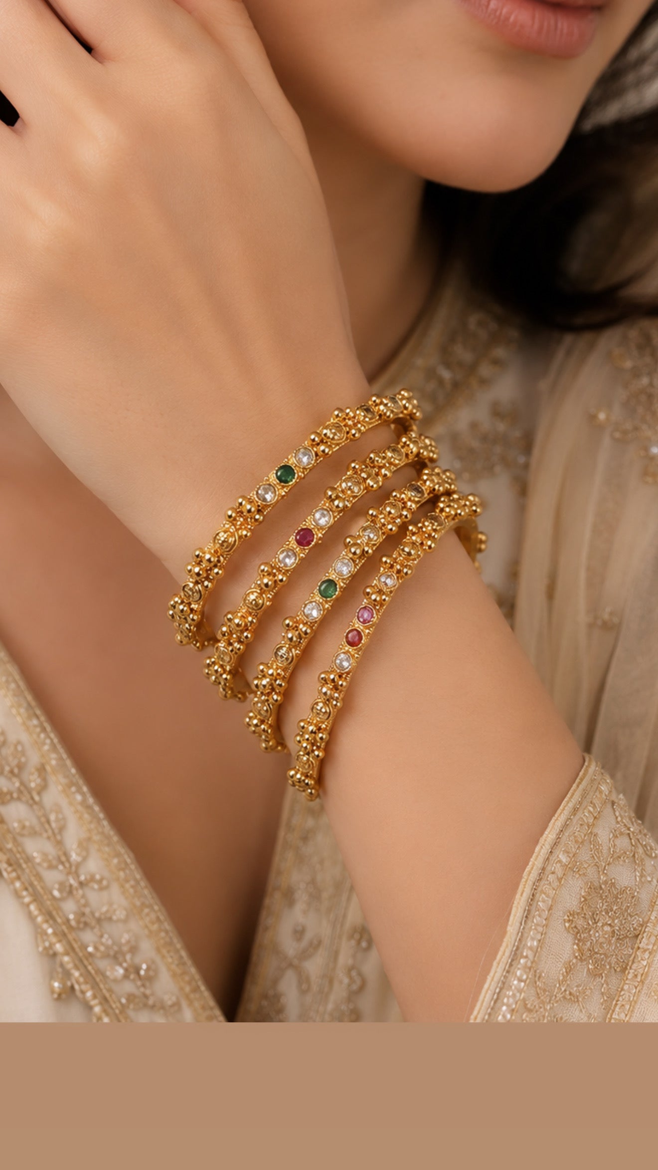 Aveena Premium Gold Plated Bangle Set-Set of 4