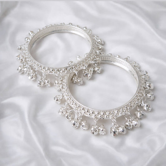Silver Kashmiri Ghungroo Bangle Set of 2