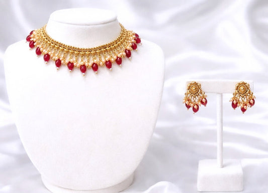 Raha Gold Plated Sleek Necklace Set