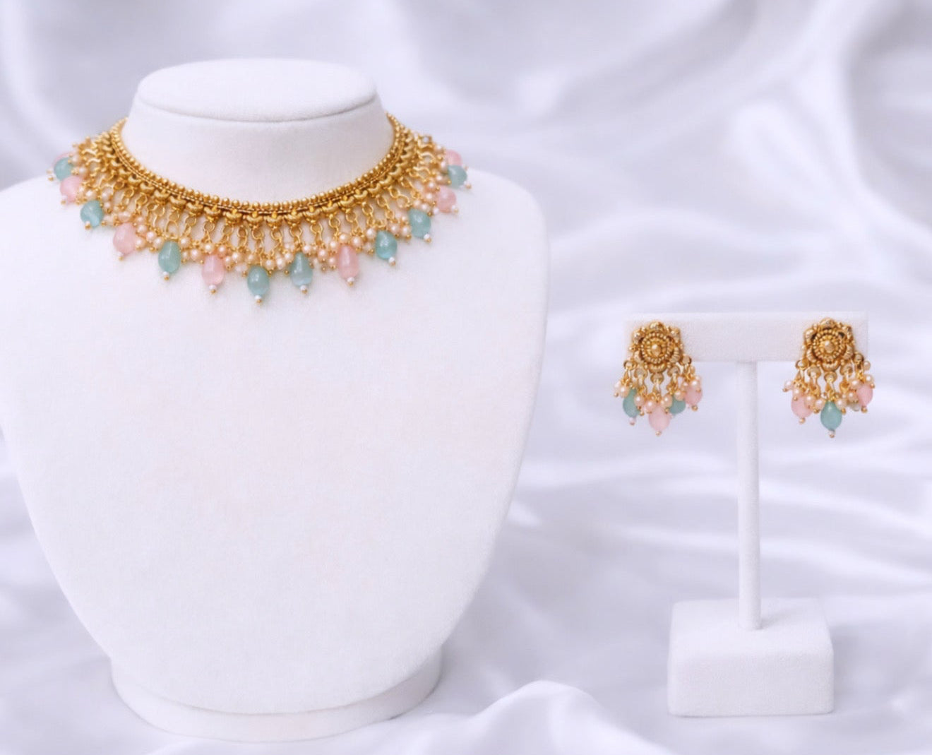 Raha Gold Plated Sleek Necklace Set